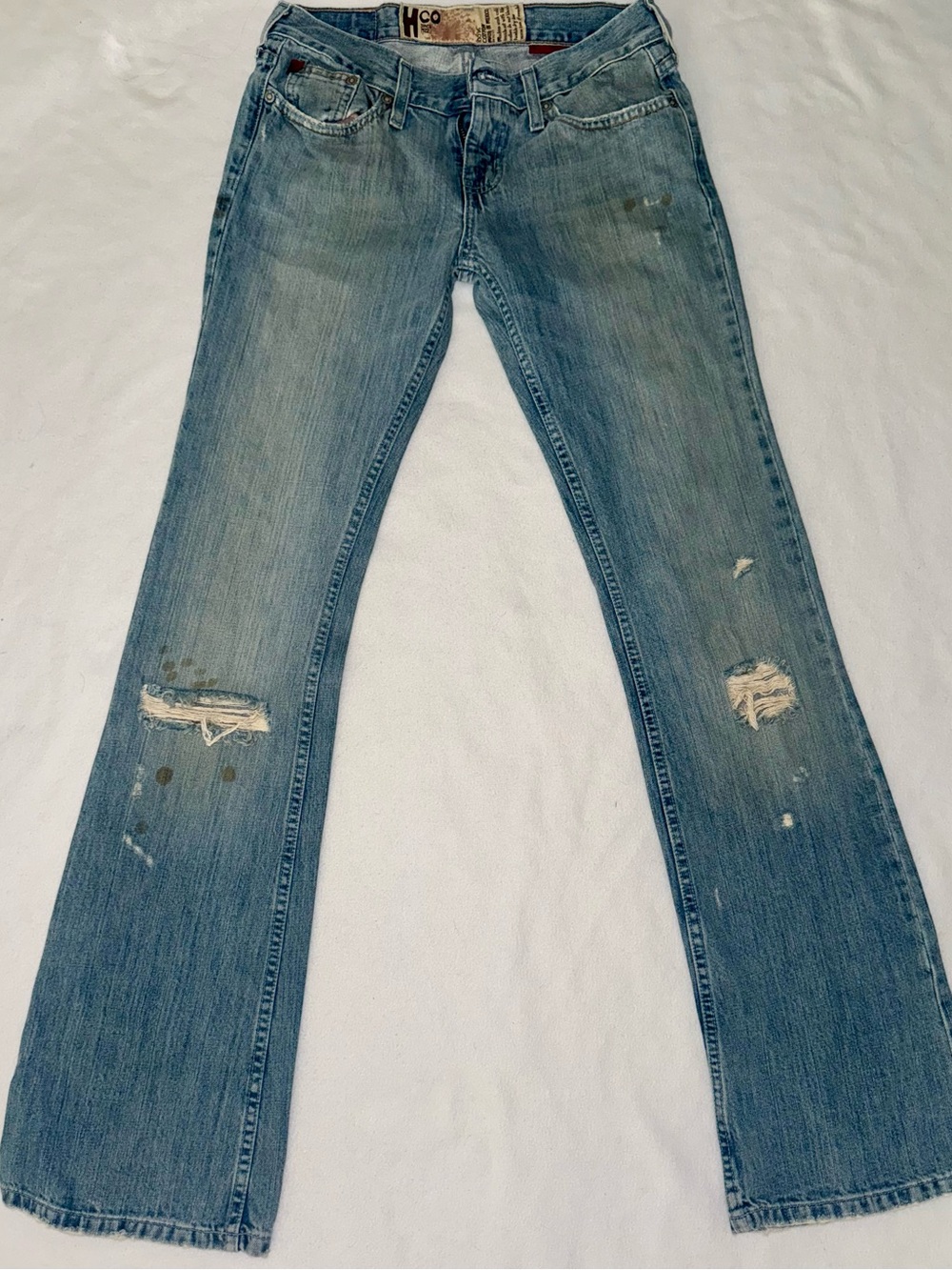 Early 2000s True Vintage Hollister CO Light Wash Blue Denim Jeans Distressed